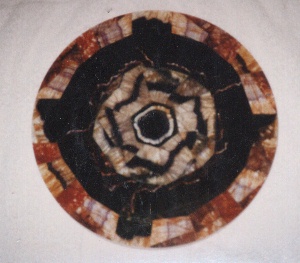 Circular Table Top made from Blue John and Tiger Stone 